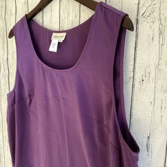 Coldwater Creek Womens Satin Shell Tank Top Shirt XL Shimmer Heavy Purple Dressy - Picture 4 of 8